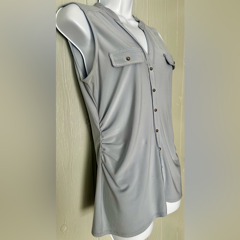 White House Black Market Sleeveless Light Blue Blouse - Picture 3 of 6